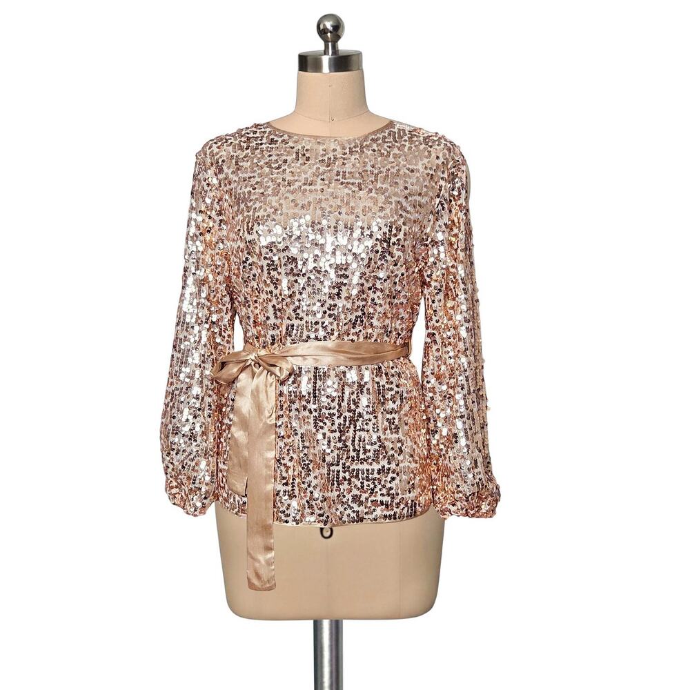 YUNI Los Angeles Gold Sparkle Sequins Shirt M